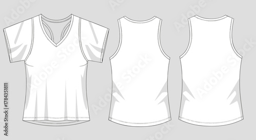 Running shirt design template, tank top jersey mockup for athletes, featuring a front and back view of a white singlet pattern, perfect for sports apparel customization and athletic wear design