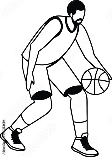 Basketball athlete crossover dribble motion silhouette isolated on transparent background