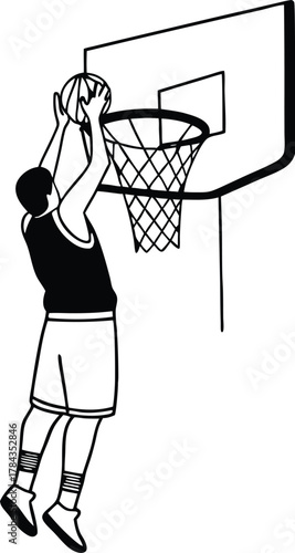 Basketball player boxing out for rebound silhouette isolated on transparent background