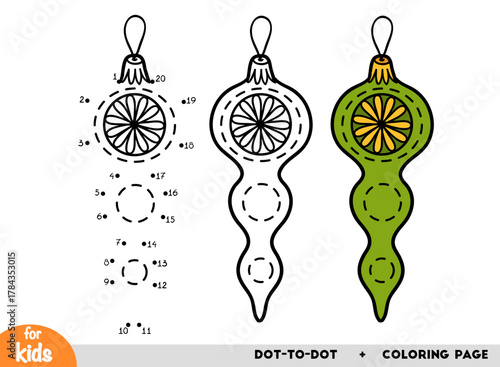 Christmas tree toy, education dot to dot game for kids. Christmas activity worksheet