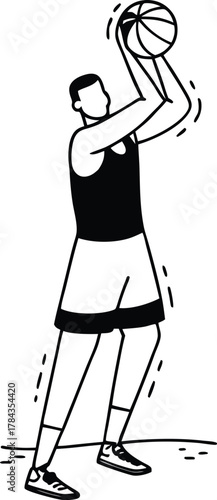 Basketball player performing a wraparound pass silhouette isolated on transparent background