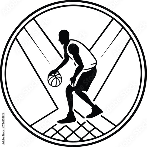 Basketball streetball logo style silhouette isolated on transparent background