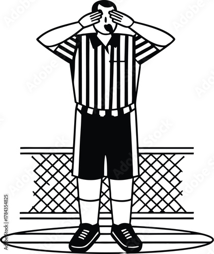 Basketball referee calling foul pose silhouette isolated on transparent background