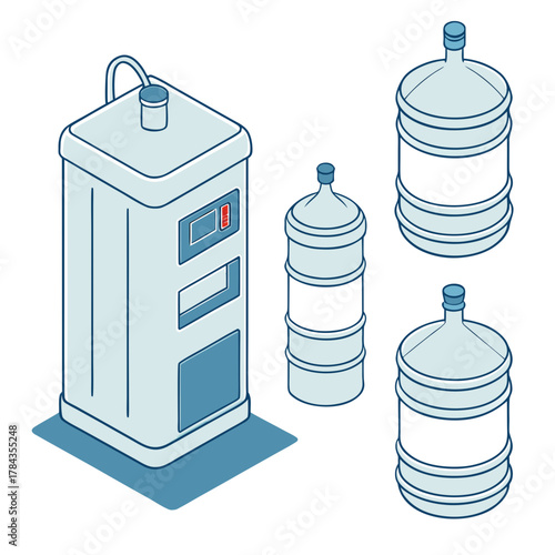 Isometric water cooler and large water bottles water dispenser