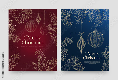 Christmas Flyer Poster Template in Festive Red, Blue & Gold for Holiday Season Flier, Invitation, Postcard & Background Layouts