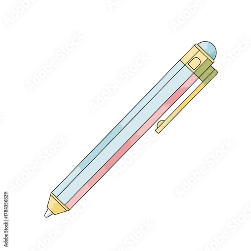 Flat vector style illustration of a stylus pen. Digital drawing and writing tool icon. Simple graphic element isolated on a transparent background