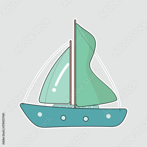 Sailboat Vector - Ideal for nautical themes, travel posters, sailing club logos, or maritime illustrations
