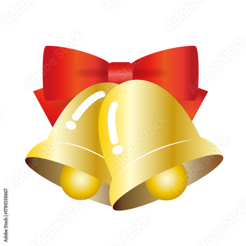金のベルと赤いリボン
