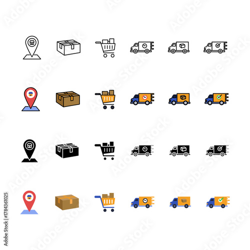 Shipping, Shopping and E-commerce Icon Set