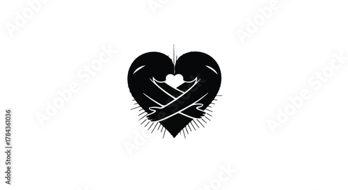 Two abstract figures embracing to form a heart shape, symbolizing love and connection.