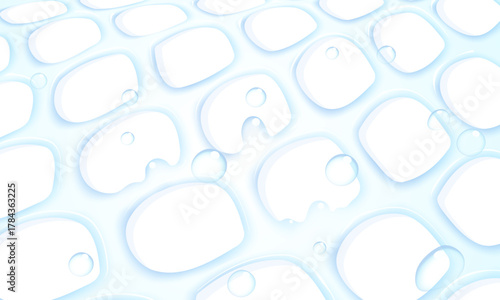 網の目のような水分の膜と水滴のイラスト