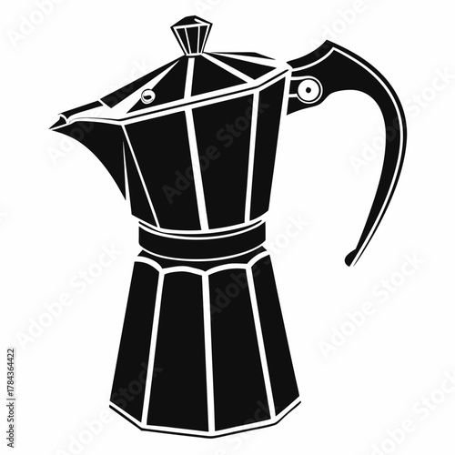 Black moka pot silhouette icon coffee maker espresso maker