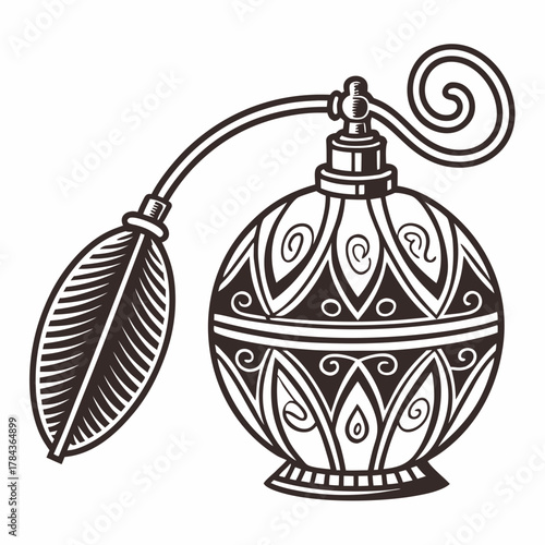 Ornate vintage perfume bottle vector icon retro