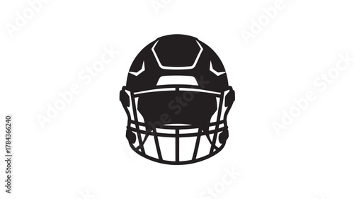 American football helmet icon simple black glyph illustration isolated on white background for sports design