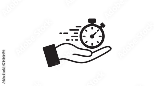 Stopwatch in hand icon fast delivery service concept illustration isolated on white background