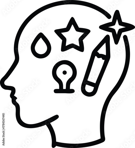 A conceptual icon representing a creative mind or creative thinking