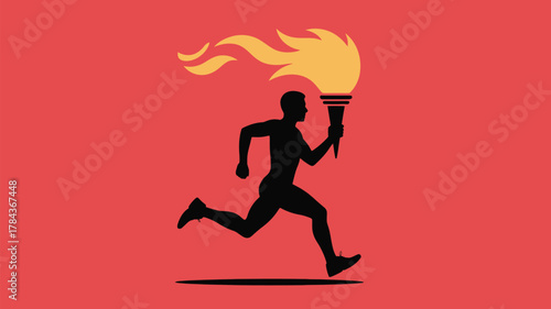 Dynamic runner carrying flaming torch against vibrant background, symbolizing passion, perseverance, and the spirit of competition for marketing campaigns