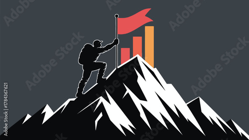 Achieving goals and celebrating success conquering challenges with determination to reach new heights, growing your business with leadership vision