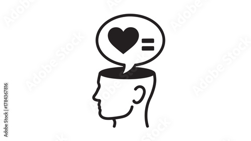 Open mind with heart icon illustration of love and equality concept isolated on white background
