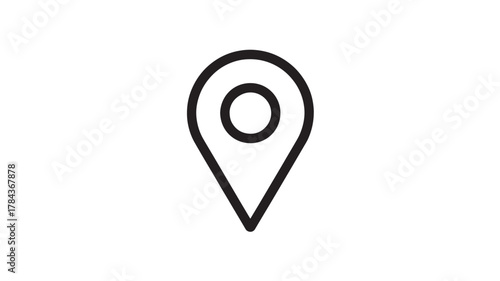 Simple location pin icon minimalist glyph for maps and navigation isolated on white background