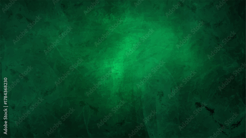 Fototapeta premium Abstract Black & Green Grunge Smoke Texture with Dark Emerald Wall Surface with Bright Spotlight, Fog, & Smudged Edges. Dramatic Horror & Halloween Digital Design Backdrop.