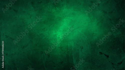 Abstract Black & Green Grunge Smoke Texture with Dark Emerald Wall Surface with Bright Spotlight, Fog, & Smudged Edges. Dramatic Horror & Halloween Digital Design Backdrop.