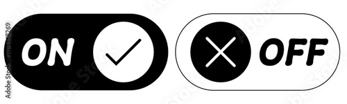 円形のON/OFFシンプルアイコン　ブラック・ホワイト