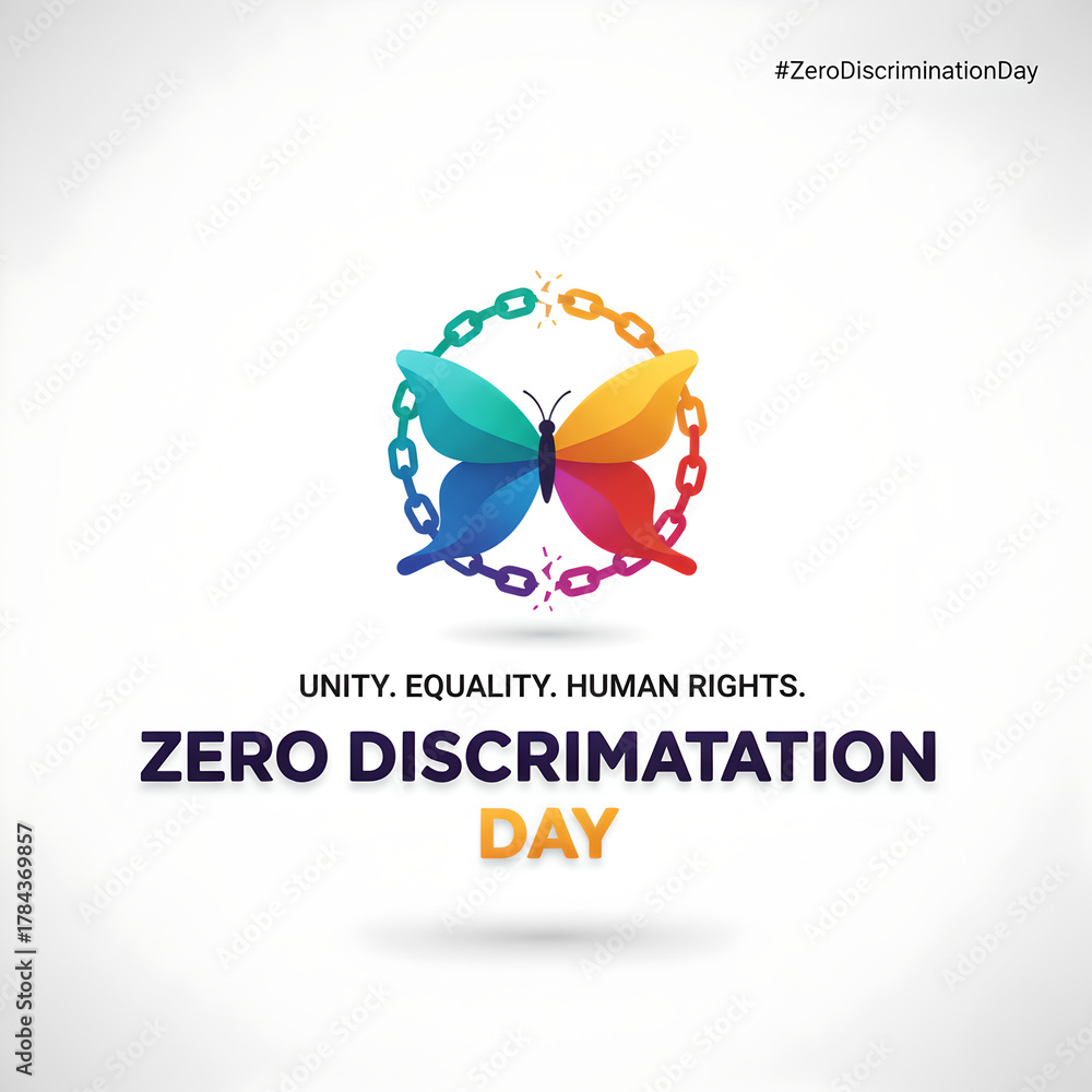 Fototapeta premium Zero Discrimination Day butterfly globe unity equality poster vector