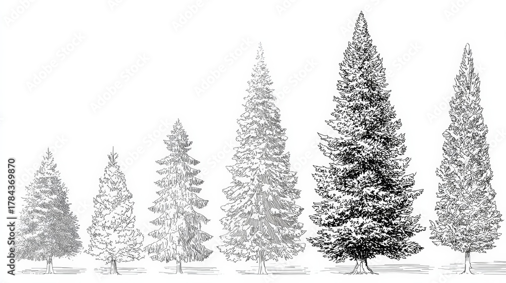 Obraz premium christmas tree line art vector style
