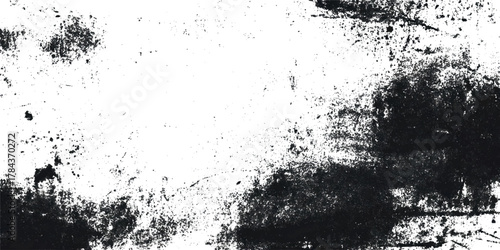 Abstract grunge texture featuring dynamic black ink splatters, scratches, and distressed marks on a clean white background.