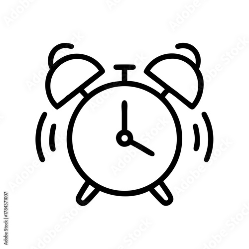 Ringing Alarm Clock Line Icon Illustration