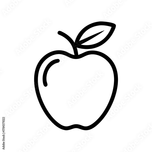 Simple Apple Outline Icon Illustration