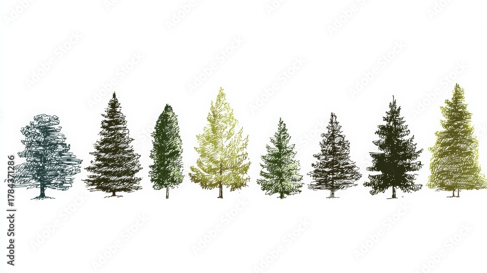 Fototapeta premium christmas tree line art vector style