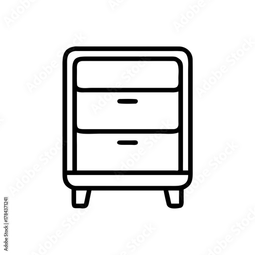 Minimalist Nightstand Icon with Two Drawers Outline
