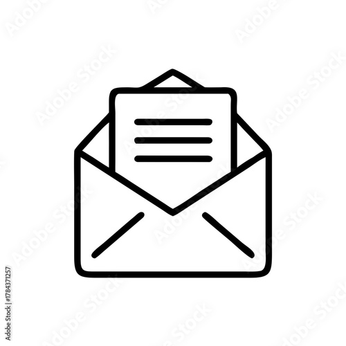 Open Envelope Outline Icon – Mail Message Letter Symbol