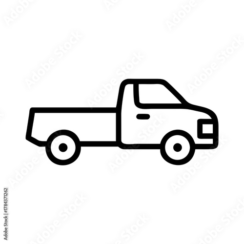 Pickup Truck Outline Icon – Utility Vehicle Transport Symbol