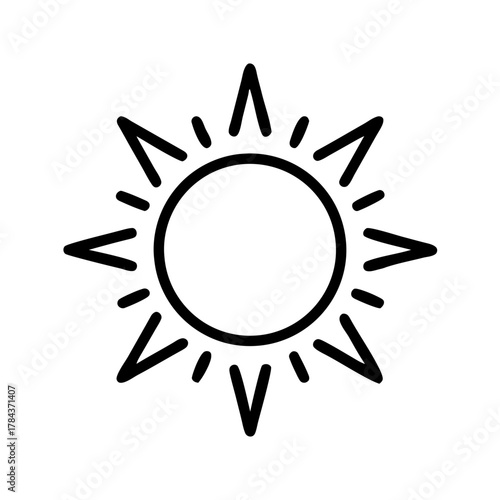 Sharp Sun Rays Bright Outline Icon