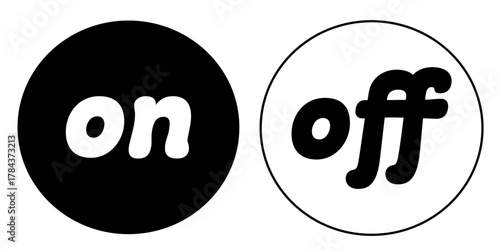 円形のon/offシンプルアイコン ブラック・ホワイト