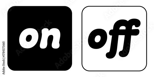 四角形のon/offシンプルアイコン　ブラック・ホワイト