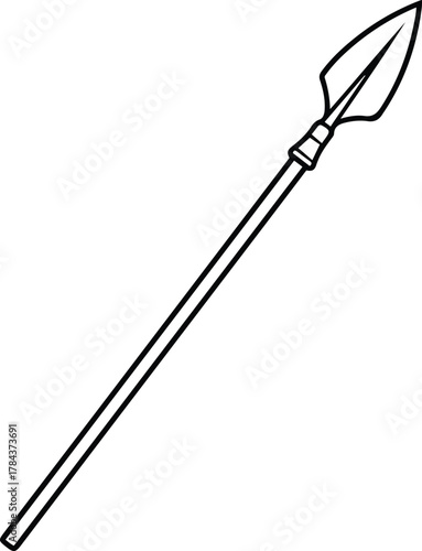 Vector ancient spear weapon of war and hunting silhouette illustration