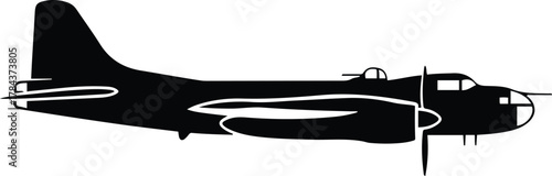 Vector B-17 Flying Fortress side view black silhouette illustration