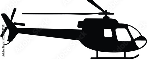 Vector Helicopter black simple transportation military vehicle silhouette illustration