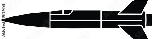 Vector military missile weapon isolated object black silhouette illustration