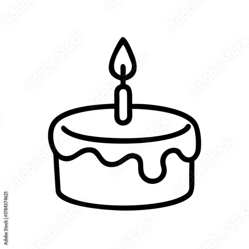 Birthday Cake Icon Outline – Celebration Dessert Line Drawing Vector Illustration