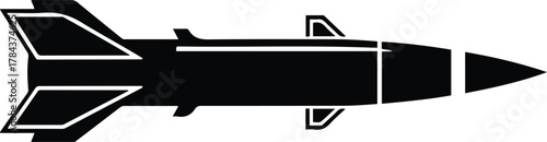 Vector Missile black and white attack war silhouette illustration