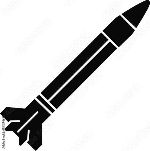 Vector missile silhouette modern weapon isolated black and white illustration
