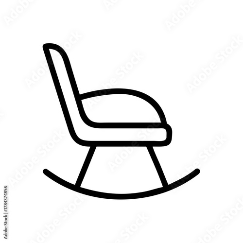Rocking Chair Icon, Minimal Furniture Outline Vector Illustration