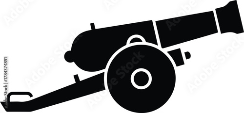 Vector old war cannon weapon isolated object silhouette illustration