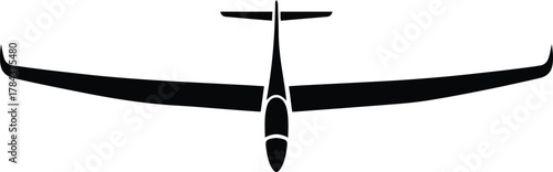 Vector top view glider airplane minimal simple silhouette illustration