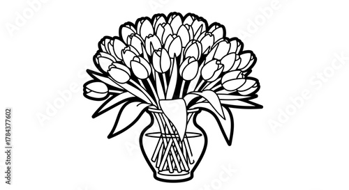 Tulip bouquet in vase illustration flower arrangement drawing